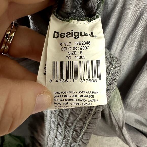 Desigual Y2K Blouse S Vintage Floral Beaded Fairy Grunge Pockets Elastic Waist - Picture 8 of 12